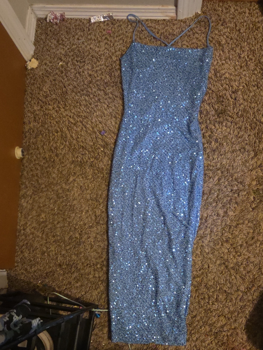 Windsor Sparkling Light Blue Sequin Maxi Dress